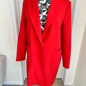 Massimo Dutti  red wool cardigan. Knee length. Like new. Size EU 38/US 6